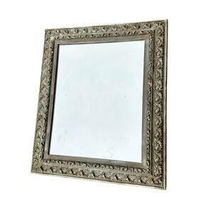 Vintage Carved Wooden Mirror ornate baroque green romantic witch boho home decor